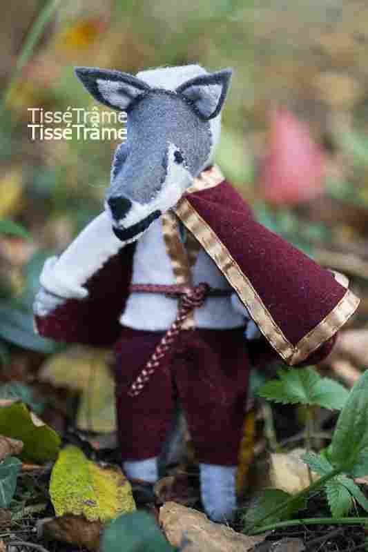 loup, costume viking, conte, petit chaperon rouge, feutrine, miniature, figurine, 1/12, diy